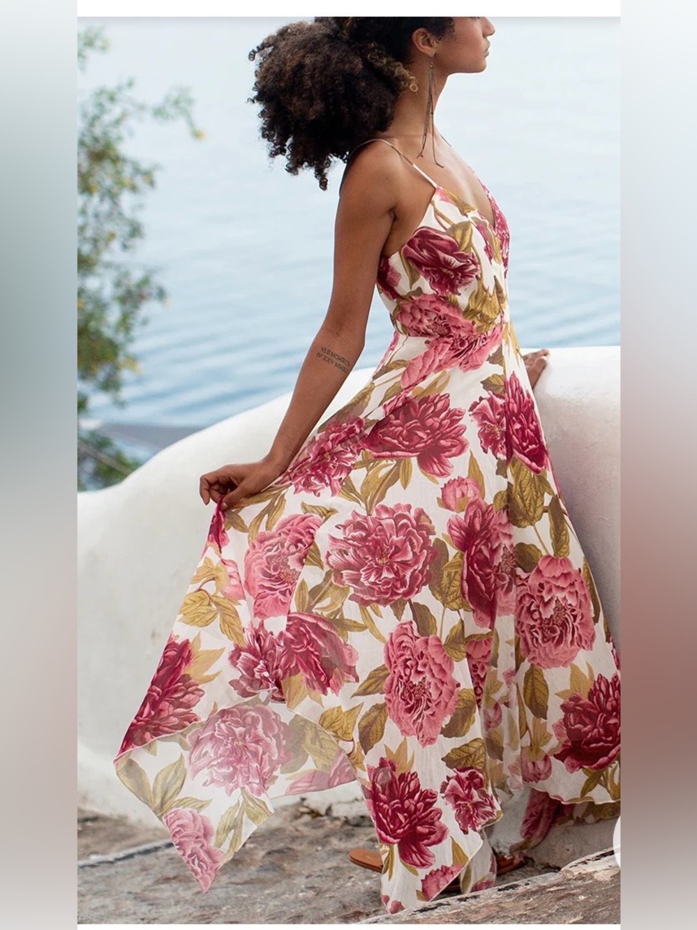 MIA JOY NWT Athena Wedding Guest Party Bougainvillea Floral Rose/Cream Maxi L - Picture 8 of 16